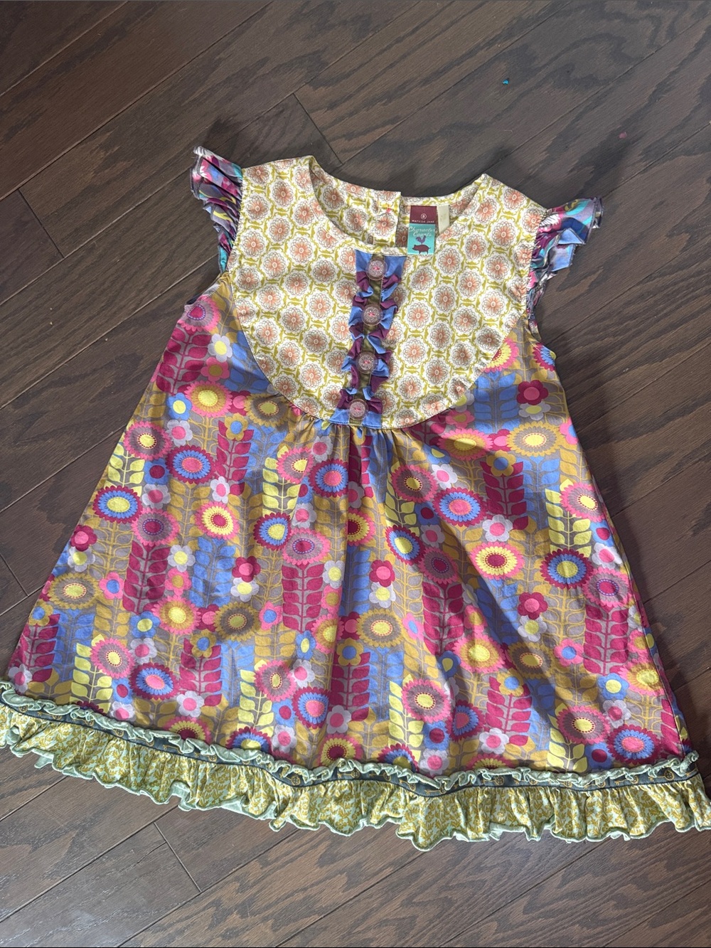 Matilda Jane Yellow, Pink & Blue Floral Ruffle Dress